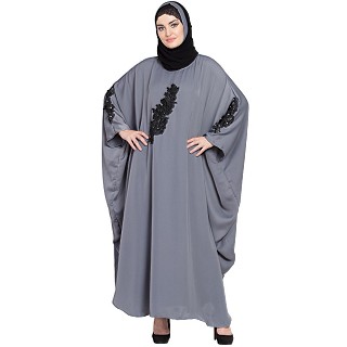 Premium Kaftan with patch work- Grey